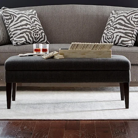 Large Cocktail Ottoman w/ Tapered Legs and Storage